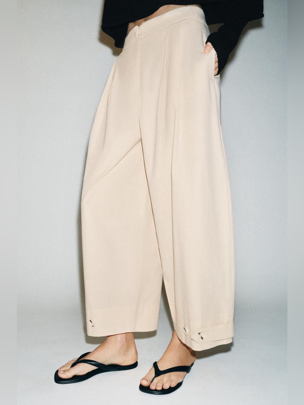 ZARA ADJUSTABLE HEM BARREL PANTS